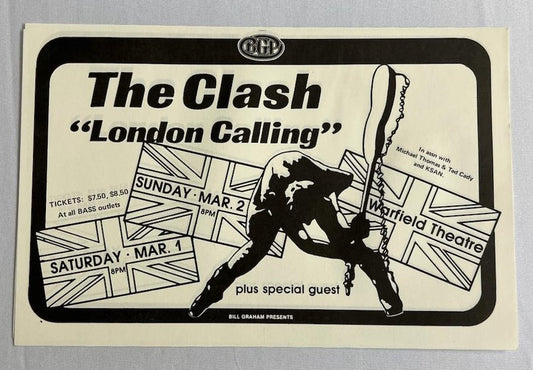 The Clash London Calling Bill Graham Warfield Theatre PUNK Handbill