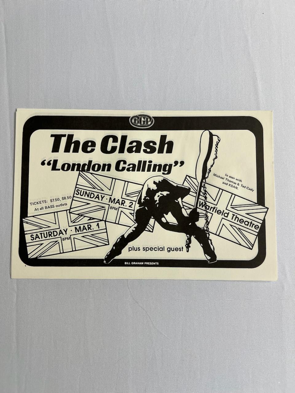 The Clash London Calling Bill Graham Warfield Theatre PUNK Handbill